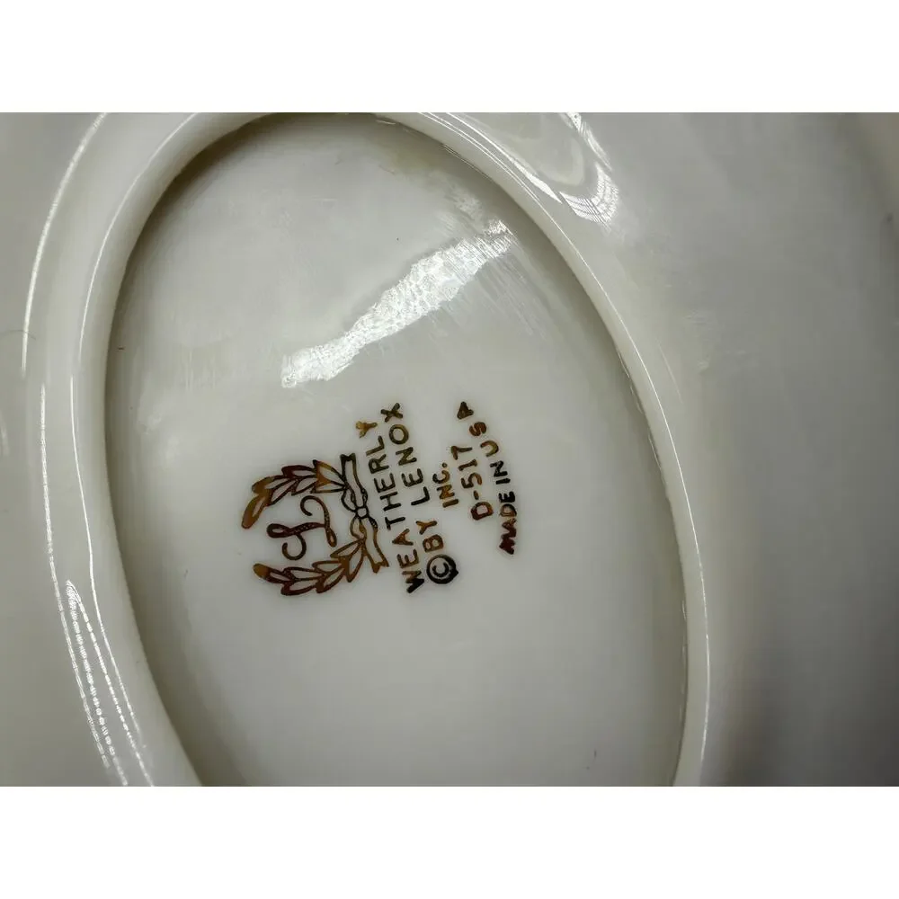 Weatherly Lenox D517 Cream Sugar Gravy Boat Vegetable Bowl Silver Trim Vintage